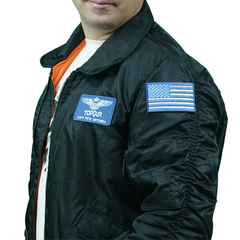Blue Patch Bomber Jacket
