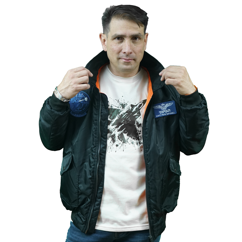 Blue Patch Bomber Jacket
