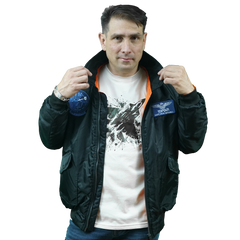 Blue Patch Bomber Jacket