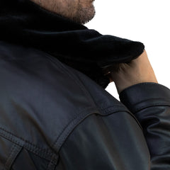 Aviator Jacket – Classic Black Denim Customizable