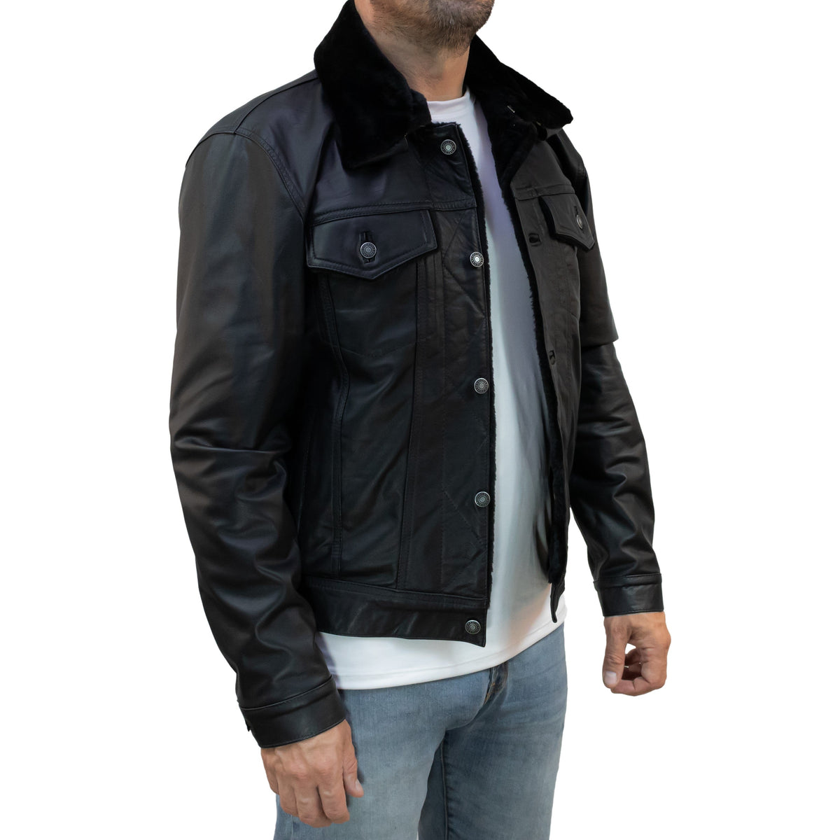 Aviator Jacket – Classic Black Denim Customizable