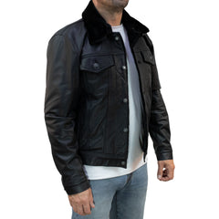 Aviator Jacket – Classic Black Denim Customizable