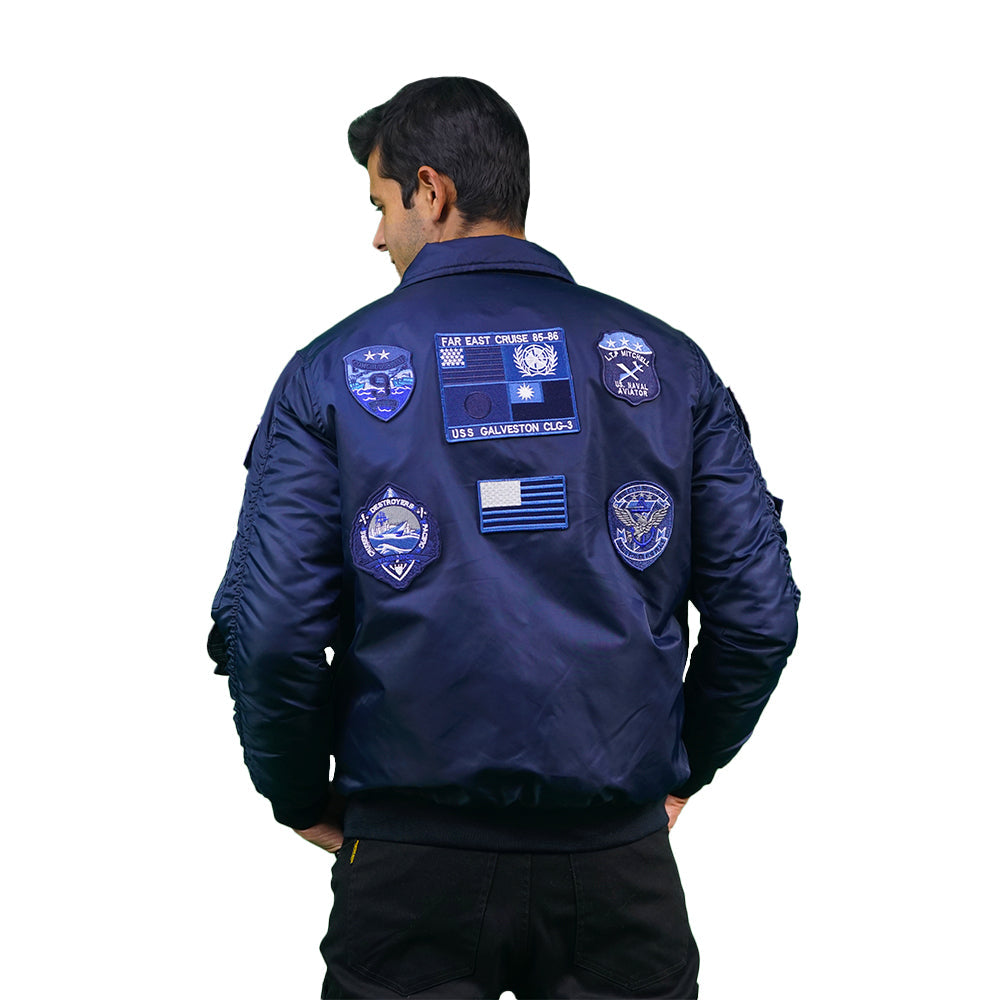 Blue Super Nylon Bomber Jacket