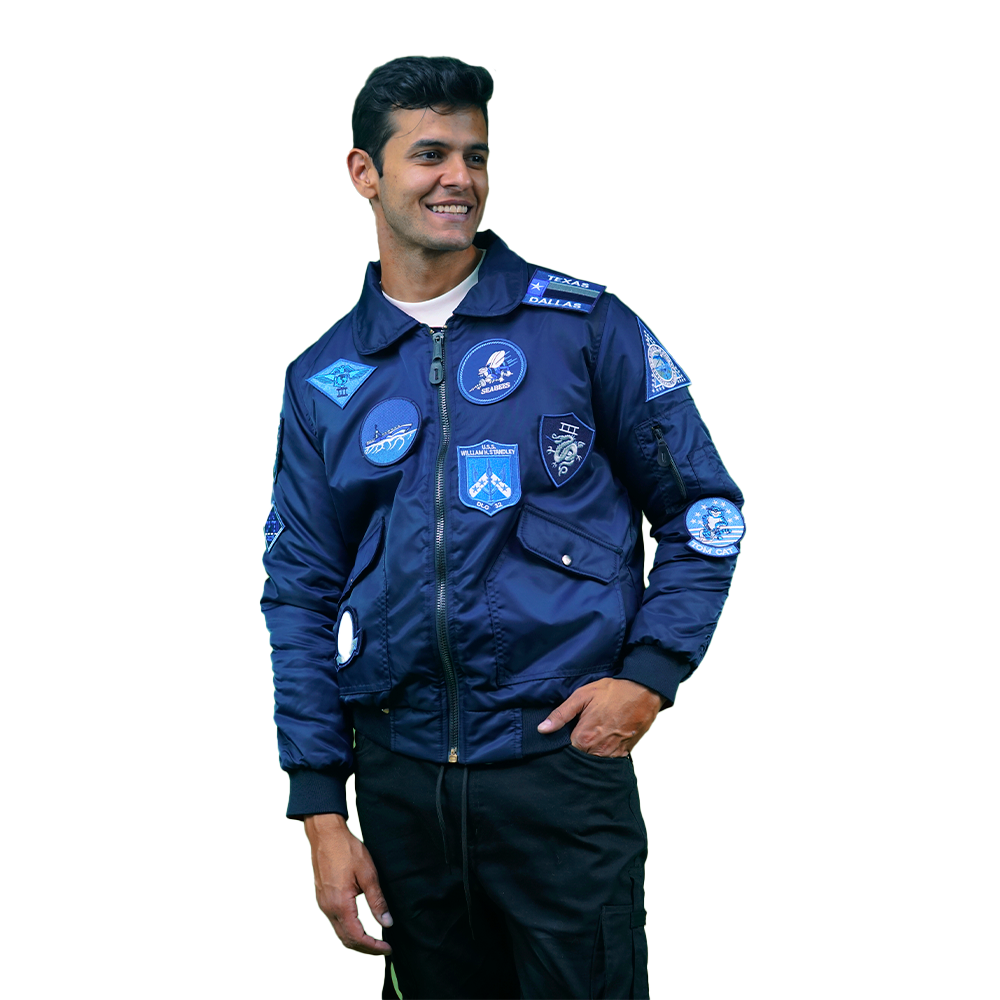 Blue Super Nylon Bomber Jacket