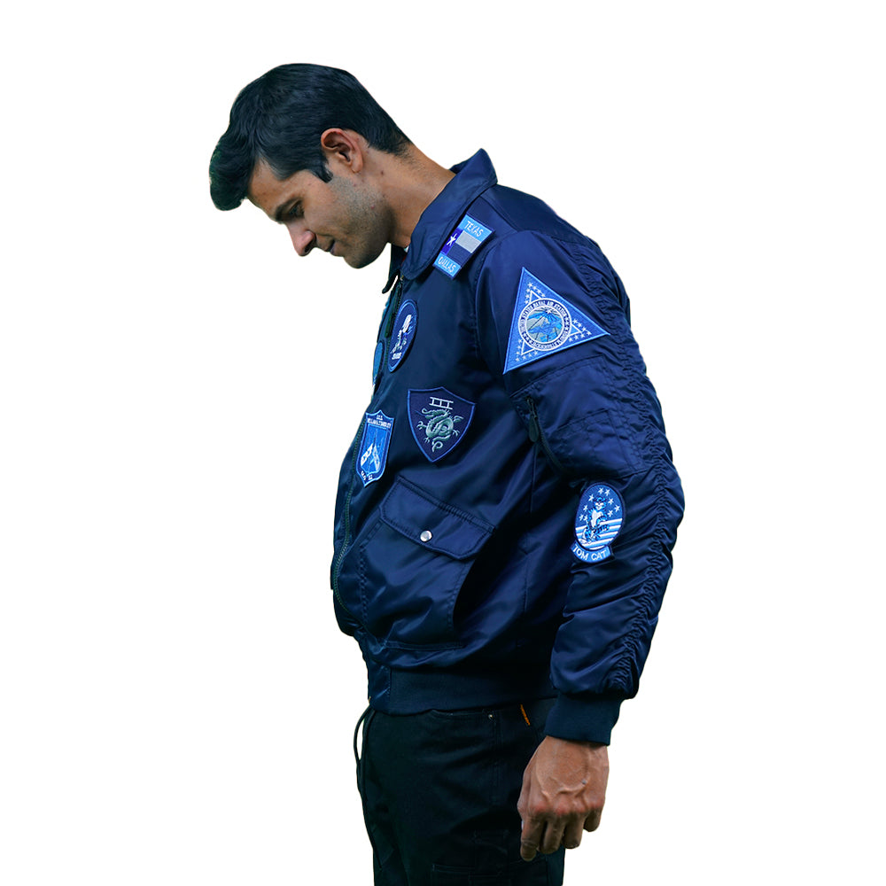Blue Super Nylon Bomber Jacket