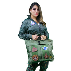 Bolsas de Vuelo Verde Militar Con Parches