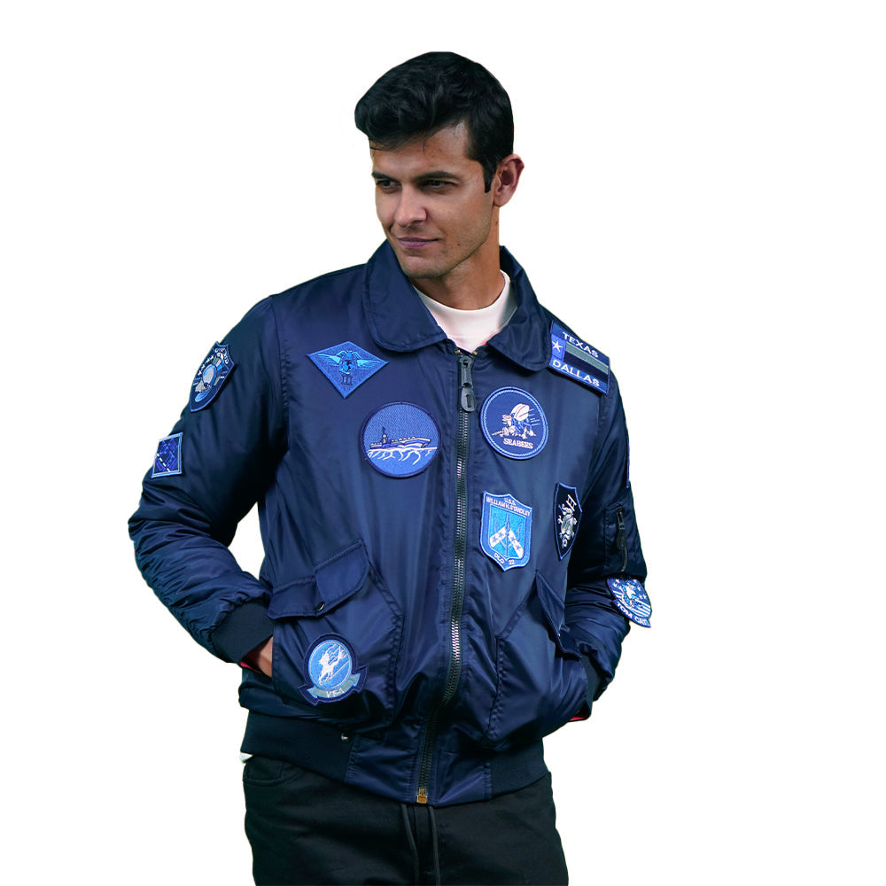 Blue Super Nylon Bomber Jacket