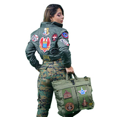 Bolsas de Vuelo Verde Militar Con Parches