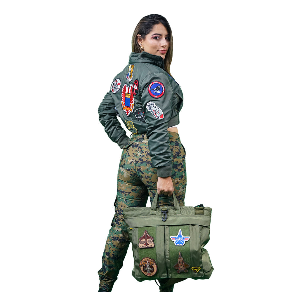 Bolsas de Vuelo Verde Militar Con Parches