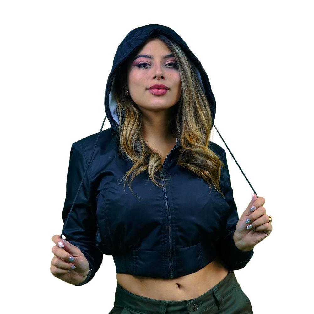 Black Super Nylon Bomber Jacket