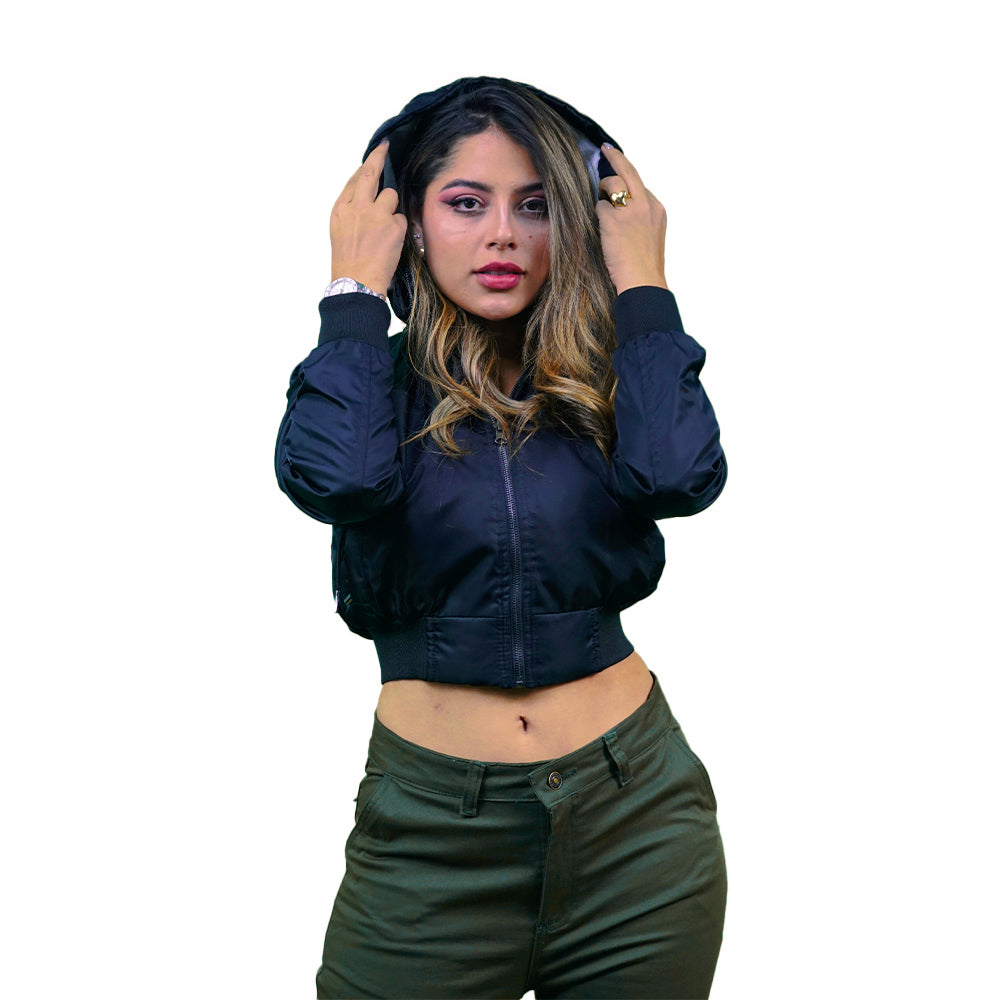 Black Super Nylon Bomber Jacket