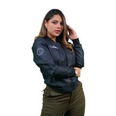 Women’s Black Faux Leather Bomber Jacket
