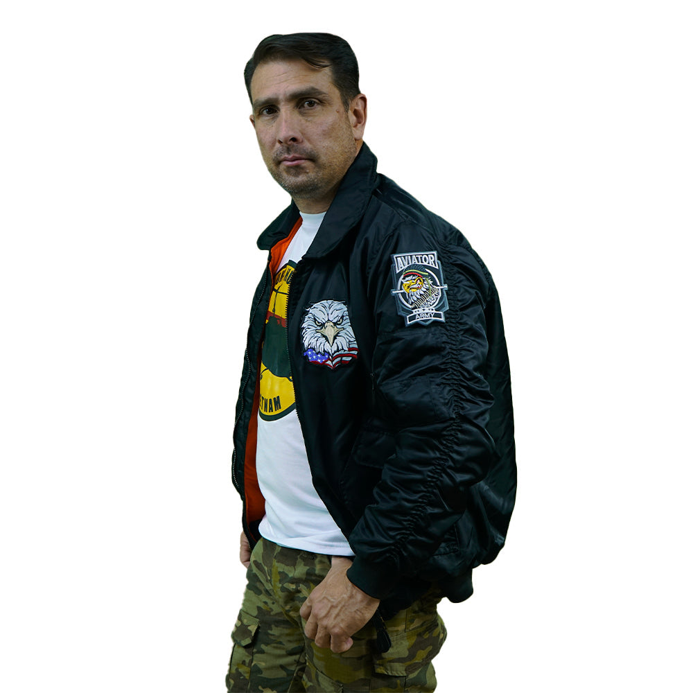 Nylon Jacket with Eagle Patches