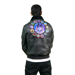 Chaqueta Bomber negra con parche