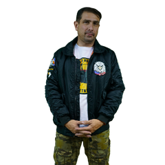 Nylon Jacket with Eagle Patches