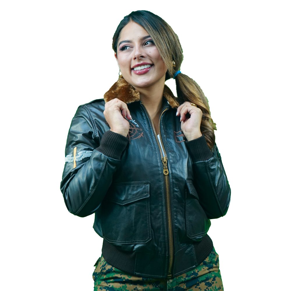 Women’s Brown Embroidered Bomber Jacket