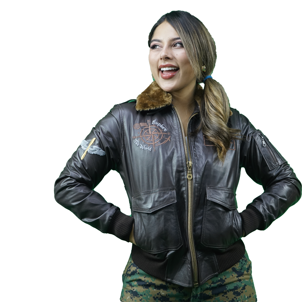 Women’s Brown Embroidered Bomber Jacket
